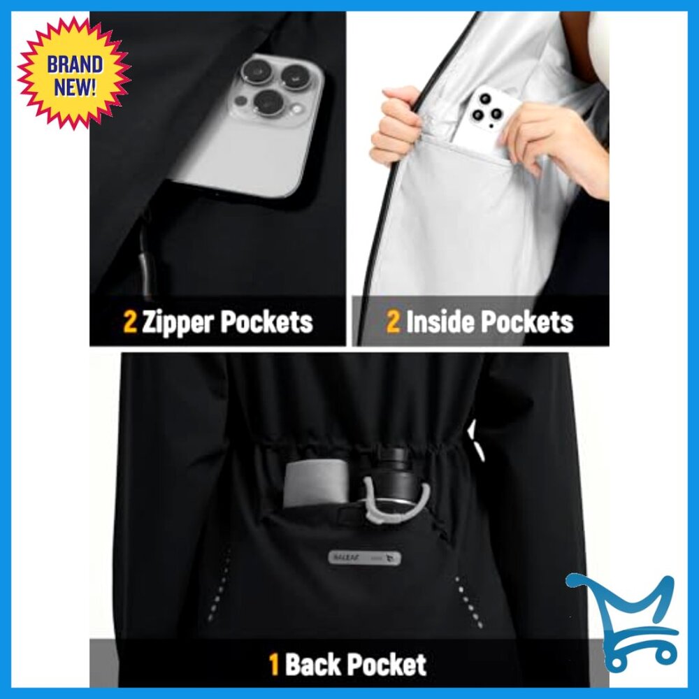 Waterproof Packable Rain Jacket Reflective Hooded… - image 5